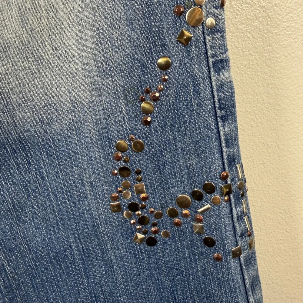 Younique Womens Studded Medium‎ Wash Denim Jeans Blue Size 11 Vintage Y2K